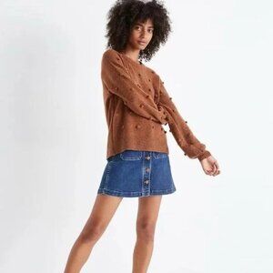 Madewell Brockton Bobble Sweater Merino Wool Blend in Color Heather Cider XXS